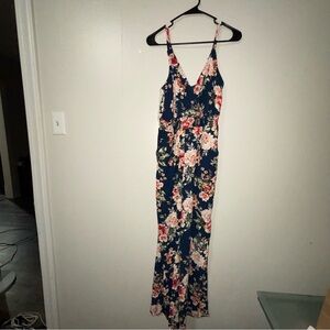 Xhilaration Floral Jumpsuit - Navy and Pink